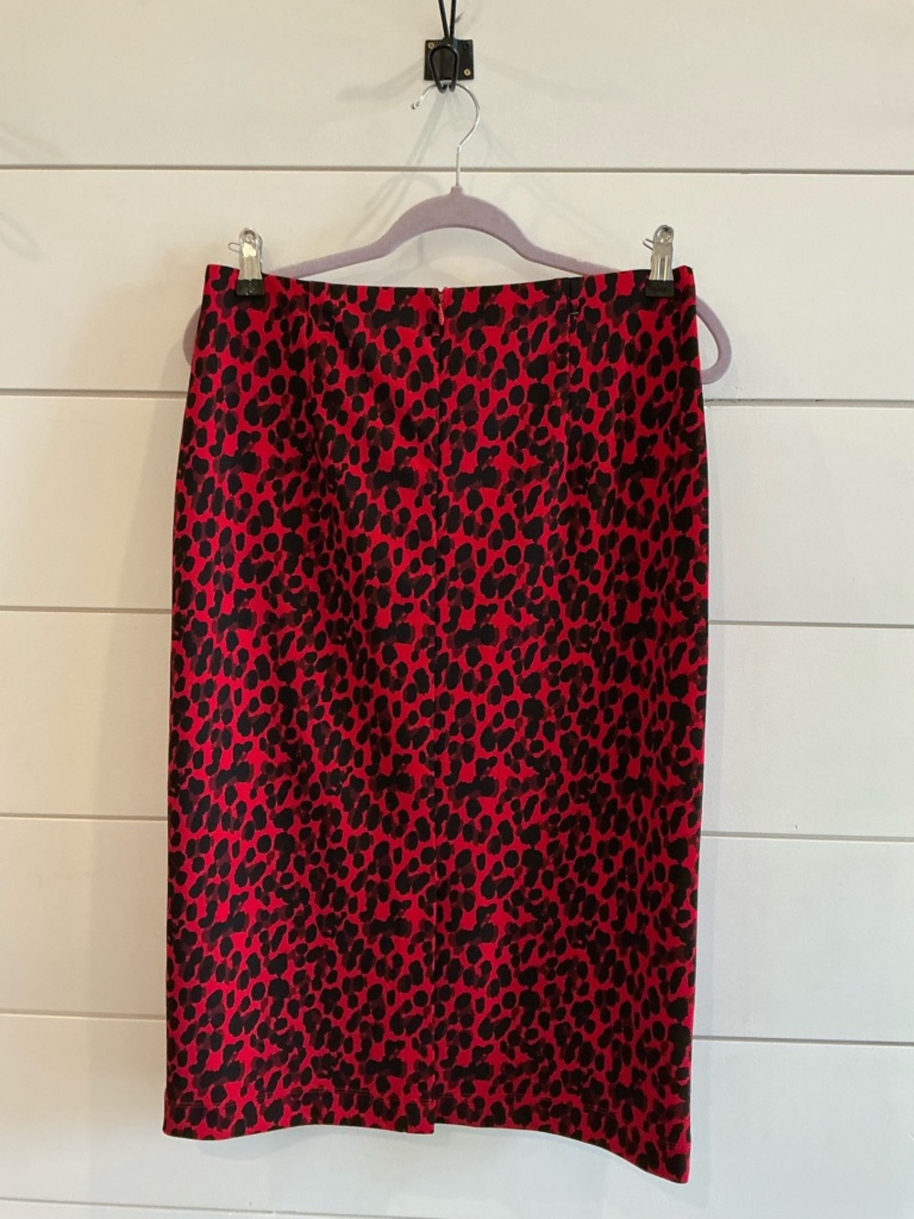 Banana Republic Red and Black Leopard-Print Pencil Skirt
